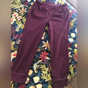 Belle by Kim gravel wine cropped cuff denim capris 16.